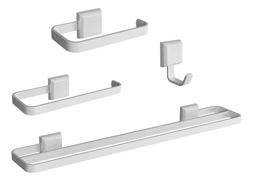 Kit Acessórios Para Banheiros 4 Pçs Com Toalheiro Duplo Luxo