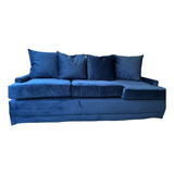Sofa 3 Cuerpos Felpa Azul 