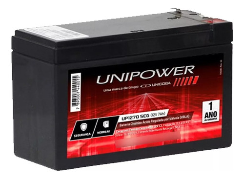 Bateria Selada 12v 7a Up1270e Nobreak Alarme 7ah Unipower