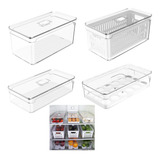 Kit Organizador De Geladeira Porta Ovos Legumes Frutas Clear