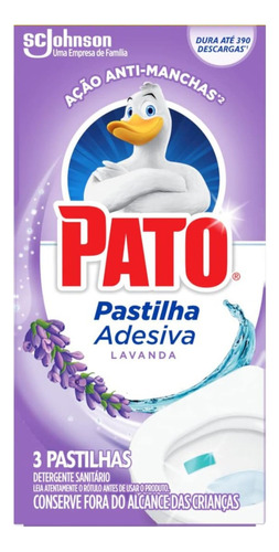 Desodorizador Sanitário Pastilha Adesiva Lavanda 3 Unidades Pato