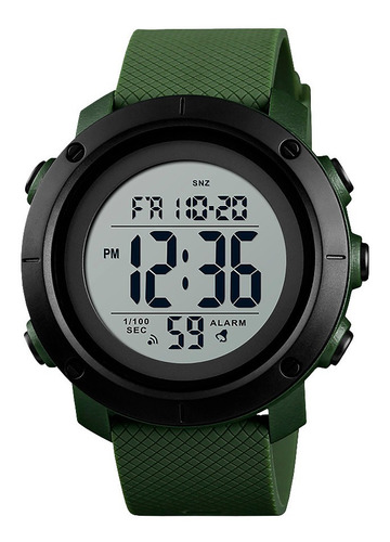 Reloj Hombre Skmei 1434 Sumergible Digital Alarma Cronometro Color De La Malla Verde Militar/blanco