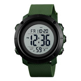 Reloj Hombre Skmei 1434 Sumergible Digital Alarma Cronometro Color De La Malla Verde Militar/blanco