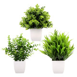 3pack Mini Potted Fake Plants, Artificial Plastic