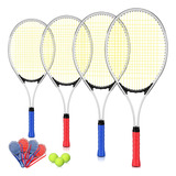 Kit De Tenis Para 4 Jugadores, 4 Raquetas Recreativas Con Pe
