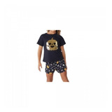 Pijama Feminino Infantil Com Estampa Dourada