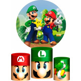 Trio Capa Cilindro + Painel Super Mario Bros Veste Fácil