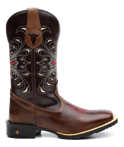 Bota Texana Feminina Cruz Country Em Couro + Carteira