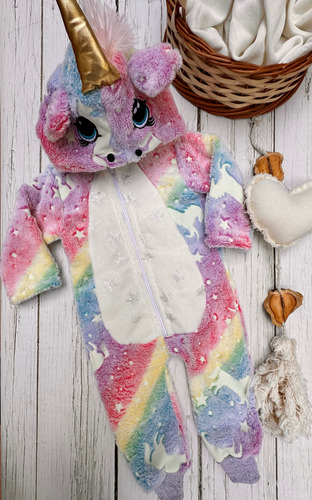 Pijama Invierno Luminoso Bebé Niños Dinosaurio Y Unicornio