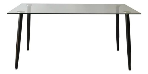 Mesa De Comedor Vidrio Iriarte 160 Cm Base Negra