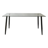 Mesa De Comedor Vidrio Iriarte 160 Cm Base Negra