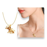 Collar Elefante Amuleto De La Suerte Chapa Oro 