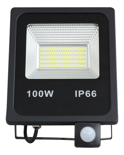 Refletor Led 100w Sensor De Presença Fotocélula Branco Frio