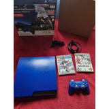 Playstation 3 Slim Azul Metálico Ps3 Edición Pes 2012 160 Gb