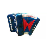 Acordeon De Madera J.meister 2 Bajos 7 Botones Azul Y Rojo