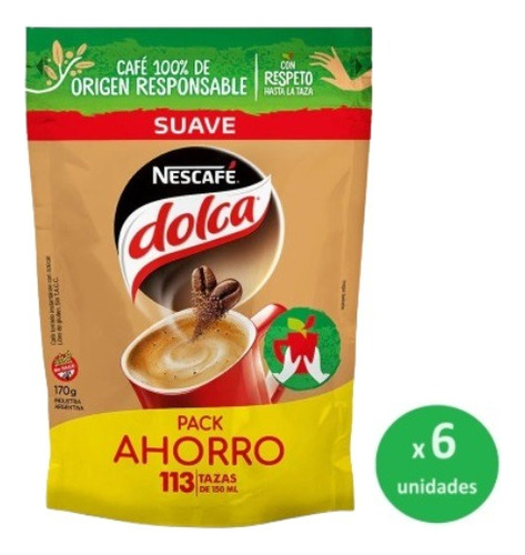 Pack Café Dolca Suave Doypack 170g X 6 Unid. - Dh Tienda