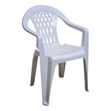 Sillon Plastico Apilable Jardin Exterior Reforzado Mica Ct Color Blanco