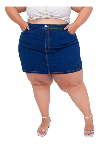 Shorts Saia Jeans Feminino Plus Size Amandia Empina Bumbum