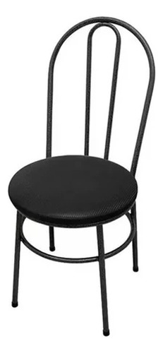 Cadeira De Jantar Cozinha Milla Em Aço E Courino Cor Da Estrutura Da Cadeira Preto Cor Do Assento Preto Desenho Do Tecido Liso