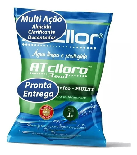 Atcllor Limper 1kg Multi Ação 3 Em 1 Cloro Para Piscinas