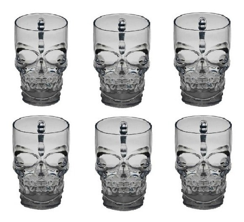 Set 6 Tarros Calavera Cerveceros Cristal Cerveza Micheladas