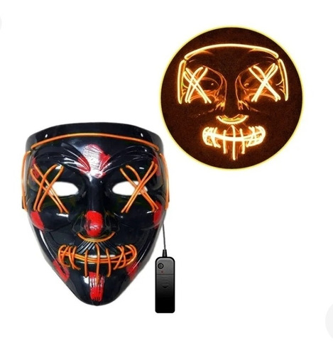 Mascaras La Purga Luz Led Halloween + Batería Color Naranja