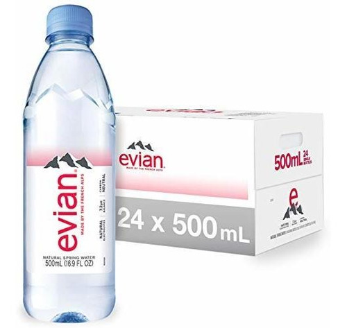 Evian Botellas Natural Spring Water, Naturalmente Filtered M