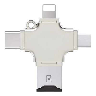 Adaptador Otg Multipuerto Android iPhone Ios Macos Windows Plateado Adaptador Otg