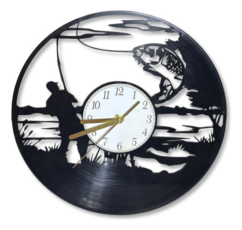 Reloj Pared Pescador Disco De Vinilo Vintage Corte Laser 