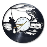 Reloj Pared Pescador Disco De Vinilo Vintage Calado Laser 