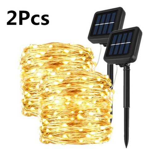 2 Pcs 8 Modos Barra De Luz Solar Navideña Impermeable 20 [u]