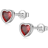 Aros Punto De Luz Corazón Plata 925 Joya Regalo Mujer