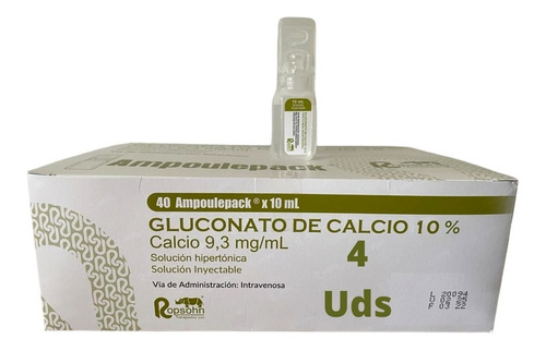 Gluconato Calcio 10% 4 Uds Ya! - mL a $2390