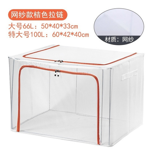 Caja Organizador Para Ropa Transparente Soporte Metal 100l