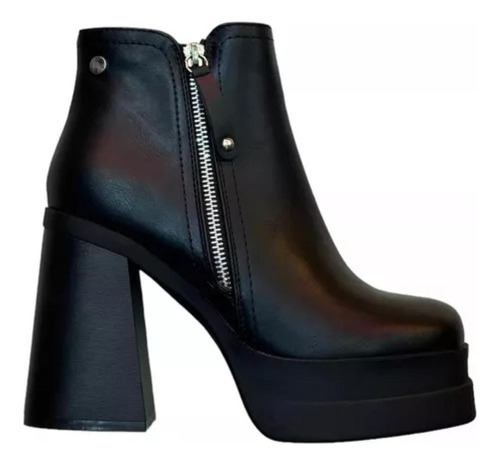 Botin De Mujer Ecocuero Negro Plataforma Z11