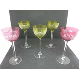 Copas De Cristal  Baccarat De Color 5 Piezas Impecables