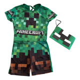 Roupa Minecraft Traje Infantil Festa Aniversário Creeper