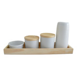 Kit Higiene Bebê Bandeja Tampa Pinus Porcelanas Mini Térmica