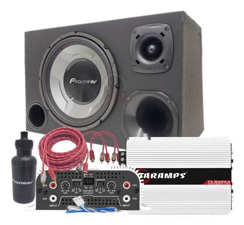 Caixa De Som Trio Pioneer Completa 12pol Jbl Taramps 800wrms