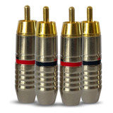 Kit Com 4 Conectores / Plugs Rca 6mm (ponta Banhada A Ouro)
