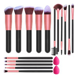 16pzs Brochas De Maquillaje Base Profesional Kit Con Esponja