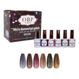 Gama Gel Uv Semipermanente Esmalte Glitter Diamante 6pzs Obp