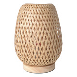 Lámpara De Noche De Bambú, Lámpara De Mesa Con Doble Pantall