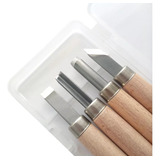 Set X 4 Gubias Con Estuche Rígido Tallado Madera Fibrofacil 