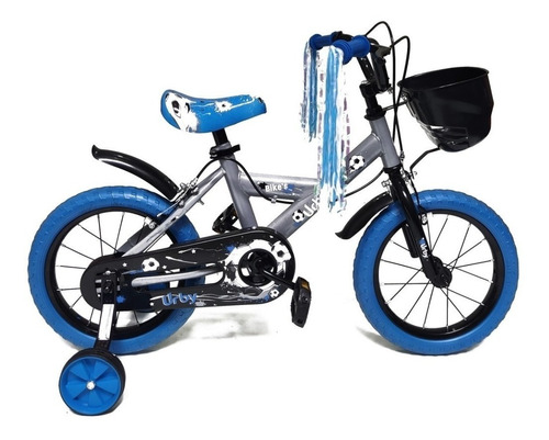 Bicicleta Paseo Dencar 217124 Color Azul Con Ruedas De Entrenamiento  