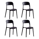 Silla Niviko Living Plastica Comedor Jardin Set X4 Apilable