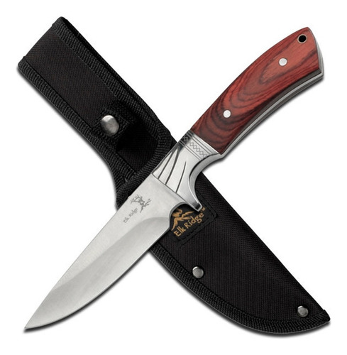 Cuchillo De Cacería Full Tang Elk Ridge Er-148 Gentleman's Color Satin Y Cafe