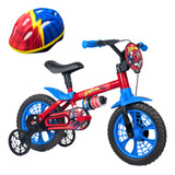 Bicicleta Infantil Spider-man Aro 12 Nathor +capacete Brinde