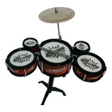 Mini Bateria Infantil Crianças 5 Tambores 1 Prato Musical Cor Vermelho