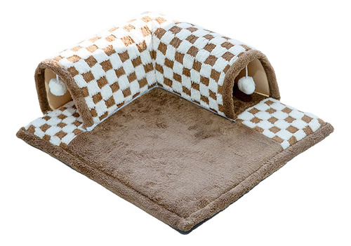 Cama Túnel Para Gatos De Interior, Alfombra De Marrón L